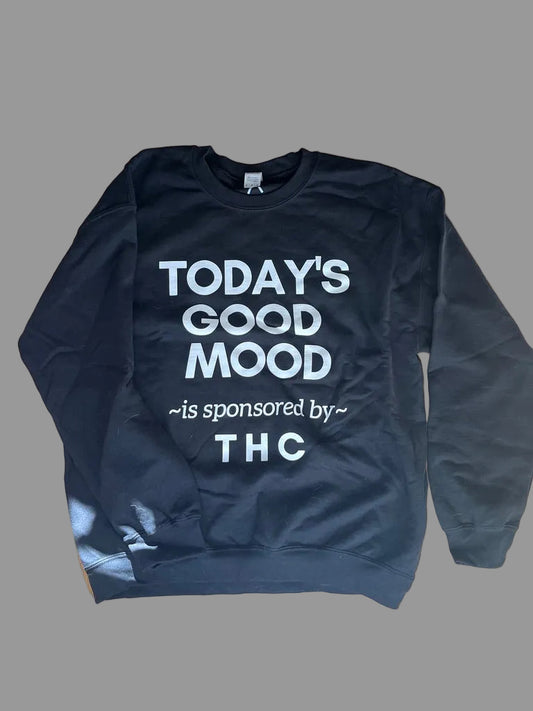black crewneck todays good mood
